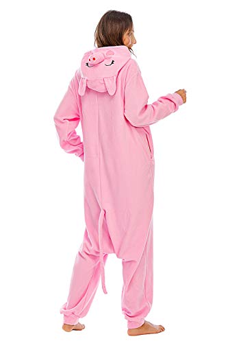 Unisexo Adulto Animal Pijama Cosplay Disfraz con Capucha Onesies Kigurumi Pyjama Homewear Mamelucos Ropa De Dormir para Carnaval Halloween,LTY53,Cerdo,XL