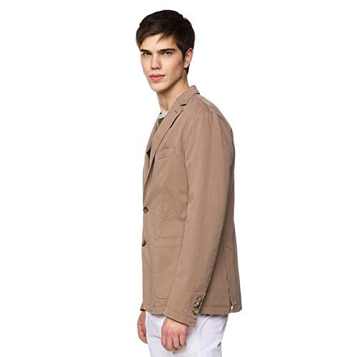 United Colors of Benetton Giacca Abrigo, Beige (Tortora 04b), Large (Talla del Fabricante: 50) para Hombre