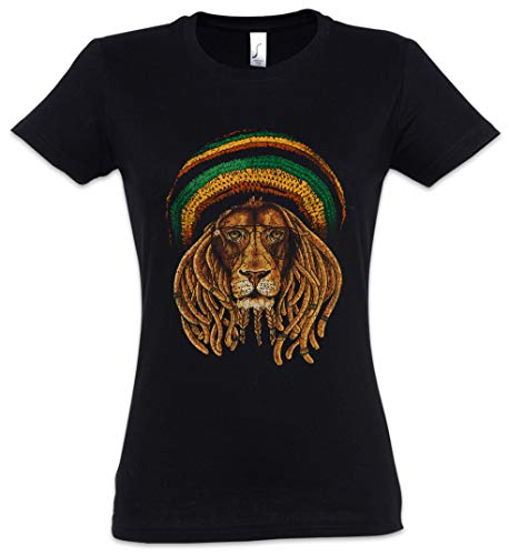 Urban Backwoods Rastafari Lion III Camiseta de Mujer Women T-Shirt Negro Talla M