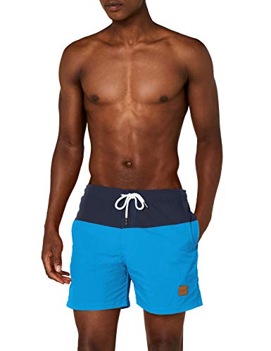 Urban Classics Block Swim Shorts Bañador de natación, Multicolor (Nvy/Turquoise), 3XL para Hombre