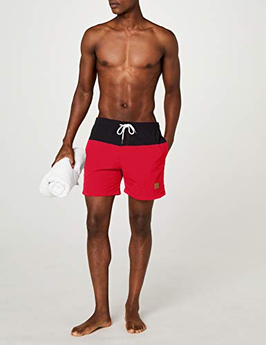Urban Classics Block Swim Shorts Bañador, Multicolor (Negro/Rojo), Medium para Hombre