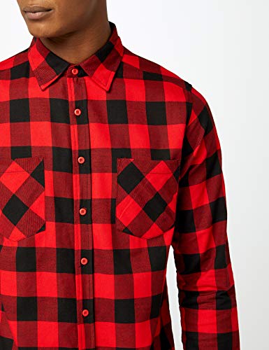Urban Classics Checked Flanell Shirt - Camisa, color negro / rojo, talla M