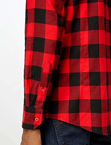 Urban Classics Checked Flanell Shirt - Camisa, color negro / rojo, talla M