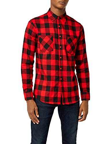 Urban Classics Checked Flanell Shirt - Camisa, color negro / rojo, talla M