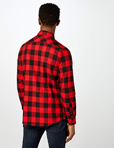 Urban Classics Checked Flanell Shirt - Camisa, color negro / rojo, talla M