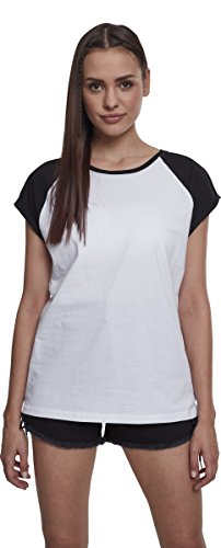 Urban Classics Contrast Raglan tee Camiseta, Blanco (White/Black), XS para Mujer