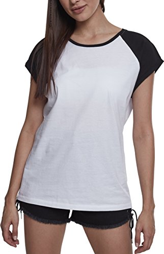 Urban Classics Contrast Raglan tee Camiseta, Blanco (White/Black), XS para Mujer