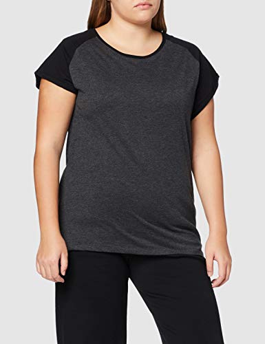Urban Classics Contrast Raglan tee Camiseta, Gris (Charcoal/Black), L para Mujer