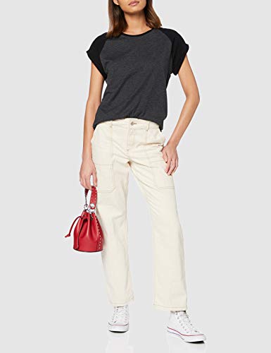 Urban Classics Contrast Raglan tee Camiseta, Gris (Charcoal/Black), L para Mujer