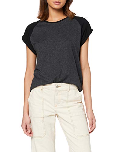Urban Classics Contrast Raglan tee Camiseta, Gris (Charcoal/Black), L para Mujer