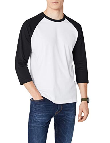 Urban Classics Hombre - Camiseta de Manga Larga, Multicolor (Wht/blk), talla XX-Large