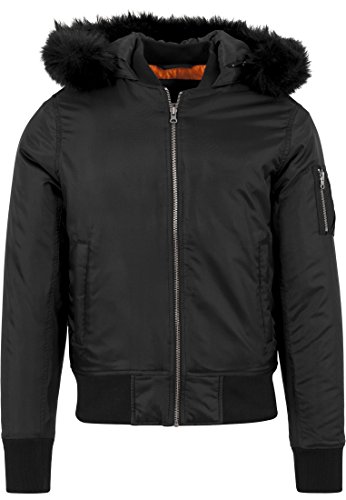 Urban Classics Hooded Basic Bomber Jacket Chaqueta, Negro (Black 7), X-Large para Hombre