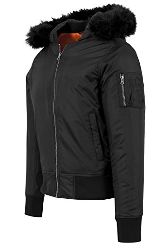 Urban Classics Hooded Basic Bomber Jacket Chaqueta, Negro (Black 7), X-Large para Hombre