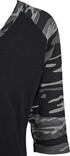 Urban Classics Ladies 3/4 Contrast Raglan tee Camiseta, Negro/Camuflaje, XXL para Mujer