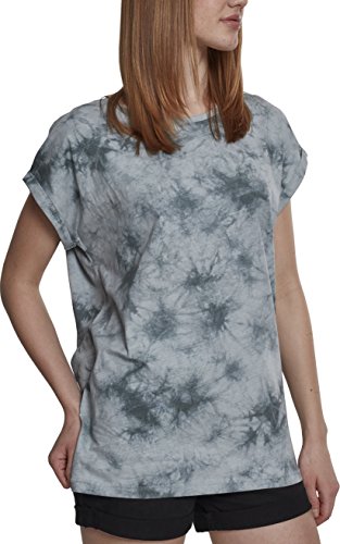 Urban Classics Ladies Batic Extended Shoulder tee Camiseta, Multicolor (Grey/Black 01239), S para Mujer