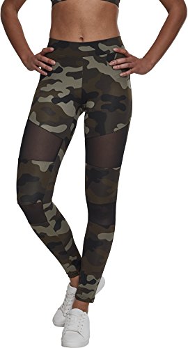Urban Classics Ladies Camo Tech Mesh Leggings, woodcamo/blk, L para Mujer