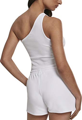 Urban Classics Ladies Cropped Asymmetric Top Camiseta Deportiva de Tirantes, Blanco (White 00220), Medium para Mujer