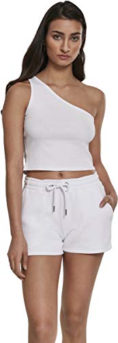 Urban Classics Ladies Cropped Asymmetric Top Camiseta Deportiva de Tirantes, Blanco (White 00220), Medium para Mujer