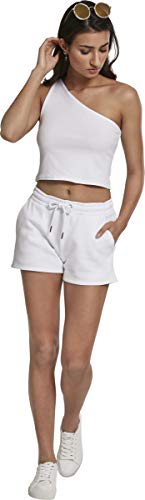Urban Classics Ladies Cropped Asymmetric Top Camiseta Deportiva de Tirantes, Blanco (White 00220), Medium para Mujer
