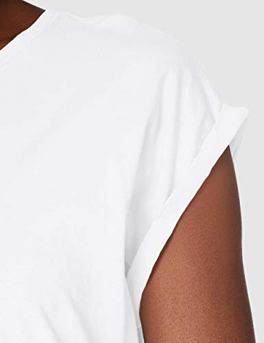 Urban Classics Ladies Extended Shoulder tee Camiseta, Blanco, M para Mujer