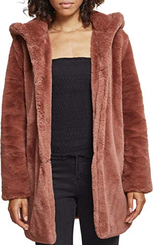 Urban Classics Ladies Hooded Teddy Coat abrigos hombre, darkrose, M para Mujer