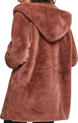 Urban Classics Ladies Hooded Teddy Coat abrigos hombre, darkrose, XS para Mujer
