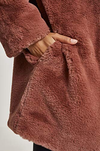 Urban Classics Ladies Hooded Teddy Coat abrigos hombre, darkrose, XS para Mujer