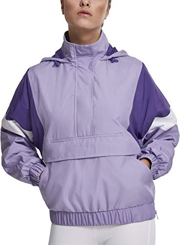Urban Classics Ladies Light 3-Tone Pull Over Jacket, Chaqueta para Mujer, Morado (Lavender/Ultraviolet/Wht 01735), Medium