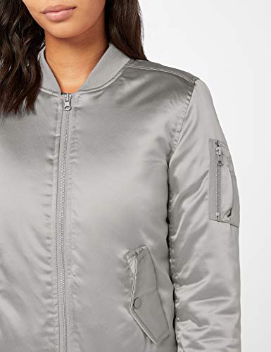 Urban Classics Ladies Satin Bomber Jacket, Chaqueta para Mujer, Plata (silver 473), S