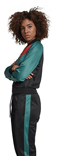 Urban Classics Ladies Short Raglan Track Jacket Chaqueta deportiva, Multicolor (negro/verde/rojo Fire Red 01225), XL para Mujer