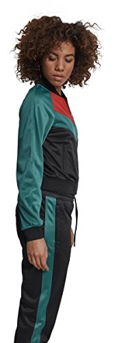 Urban Classics Ladies Short Raglan Track Jacket Chaqueta deportiva, Multicolor (negro/verde/rojo Fire Red 01225), XL para Mujer