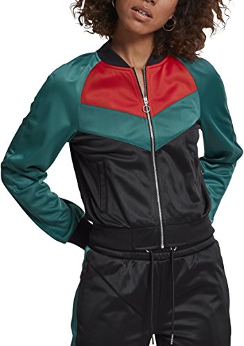 Urban Classics Ladies Short Raglan Track Jacket Chaqueta deportiva, Multicolor (negro/verde/rojo Fire Red 01225), XL para Mujer