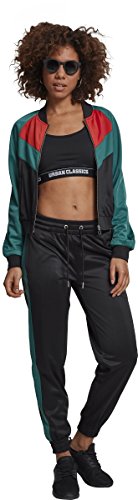 Urban Classics Ladies Short Raglan Track Jacket Chaqueta deportiva, Multicolor (negro/verde/rojo Fire Red 01225), XL para Mujer