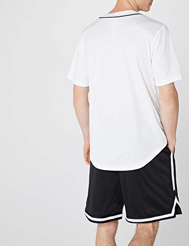 Urban Classics Mesh Jersey Camiseta Baseball con Botones a Presión, Blanco (White), M para Hombre
