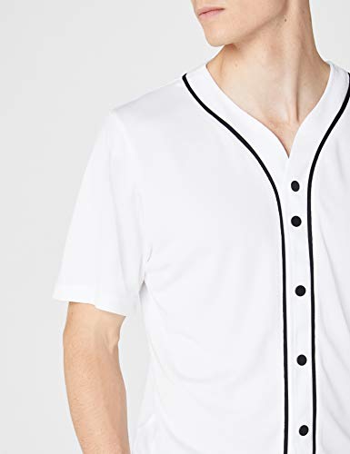Urban Classics Mesh Jersey Camiseta Baseball con Botones a Presión, Blanco (White), M para Hombre