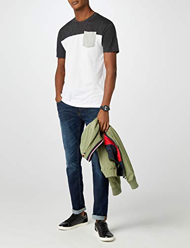Urban Classics T-Shirt 3-Tone Pocket tee Maglia a Maniche Lunghe, Multicolor (Wht/Char/Gry), X-Large (Talla del Fabricante: X-Large) para Hombre