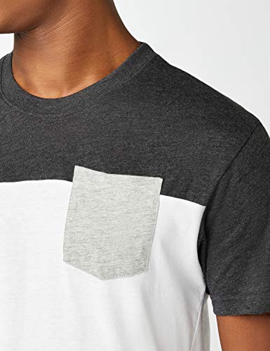 Urban Classics T-Shirt 3-Tone Pocket tee Maglia a Maniche Lunghe, Multicolor (Wht/Char/Gry), X-Large (Talla del Fabricante: X-Large) para Hombre