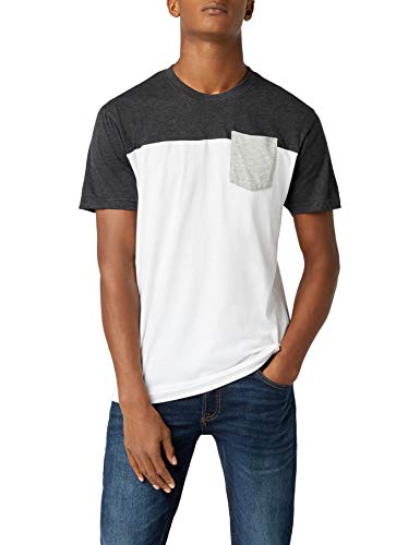 Urban Classics T-Shirt 3-Tone Pocket tee Maglia a Maniche Lunghe, Multicolor (Wht/Char/Gry), X-Large (Talla del Fabricante: X-Large) para Hombre