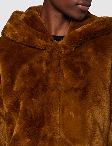 Urban Classics Teddyjacke Plüsch Mantel aus Fleece-Ladies Hooded Teddy Coat abrigo de pelo sintético, toffee, M para Mujer