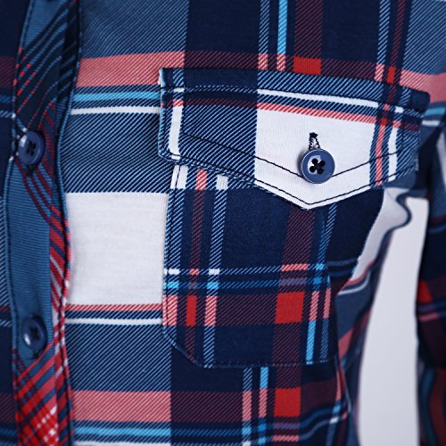 Urban GoCo Camisas Clásica de Mangas Largas y de Tartan con Botones Abajo para Mujeres (XL, 1)