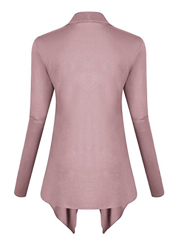 Urban GoCo Mujeres Cárdigan Drapeado de Manga Larga Chaqueta con Frente Abierto Rebecas Dobladillo Irregular (Small, Lavender)