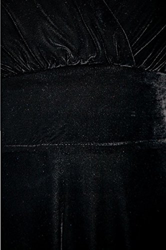 Urban GoCo Mujeres Vestidos Terciopelo Largo Elegante V-Cuello Manga Larga Maxi Vestidos para Cóctel Fiesta (2XL, Negro)