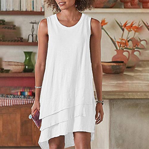 URIBAKY Vestido Casual De Estilo BáSico para Mujer, Verano Color SóLido con Hombros Descubiertos Cuello Redondo Dobladillo Suelto Vestido De Vacaciones Falda Acampanada Midi Y Vacaciones