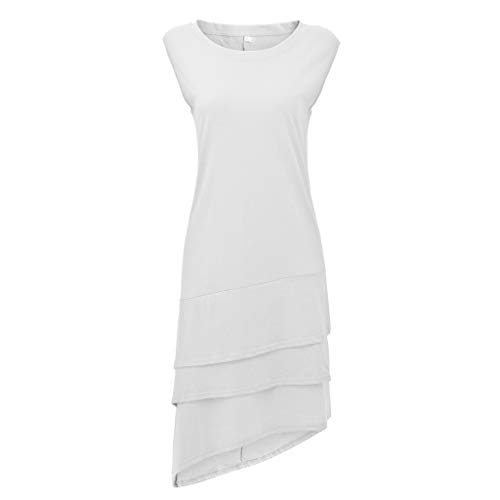 URIBAKY Vestido Casual De Estilo BáSico para Mujer, Verano Color SóLido con Hombros Descubiertos Cuello Redondo Dobladillo Suelto Vestido De Vacaciones Falda Acampanada Midi Y Vacaciones