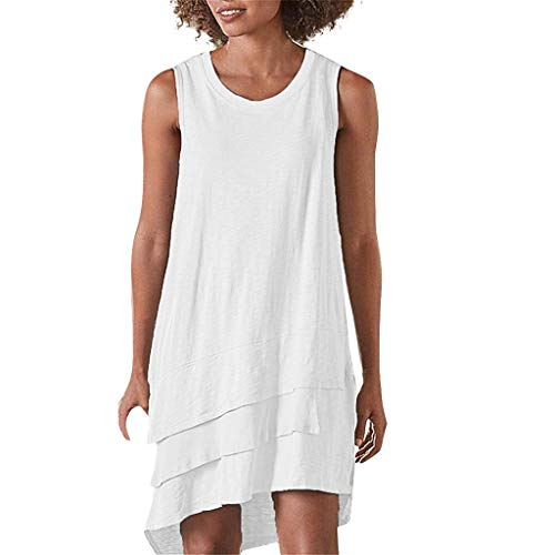 URIBAKY Vestido Casual De Estilo BáSico para Mujer, Verano Color SóLido con Hombros Descubiertos Cuello Redondo Dobladillo Suelto Vestido De Vacaciones Falda Acampanada Midi Y Vacaciones
