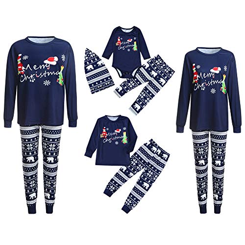 URMOSTIN Pijamas de Navidad Familia Ropa de Dormir de Navidad Conjunto, Dos Piezas Invierno de Camisas de Manga Larga Pantalones Ropa de Noche Homewear de Navidad para Mujeres Hombres Niño Bebé