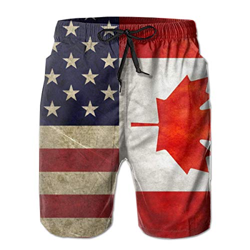 USA America Ca Canada Flag Shorts para Hombre,Traje de baño de Secado rápido,Playa,Vacaciones,Deportes,Correr,Pantalones Cortos,Verano,Playa,Pantalones Cortos XXL