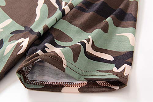 Usmley Verano Familia Madre e Hija Mini Vestido de Cuello Redondo Manga Corta Dobladillo Camuflaje Impresa Casual Falda de Playa