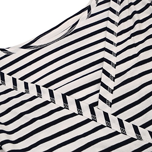 UTOVME Mujeres Camiseta de Lactancia Premamá Camisa de Maternidad Ropa de Enfermería, Rayado de Mangas Largas Azul Oscuro L
