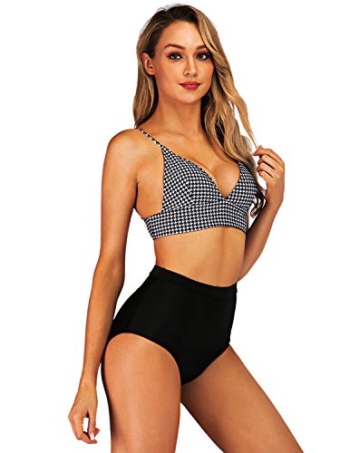 UUAISSO Conjunto de Bikini Push Up Baño Dos Piezas Mujer de Cintura Alta Bañador de Playa Swimwear, M